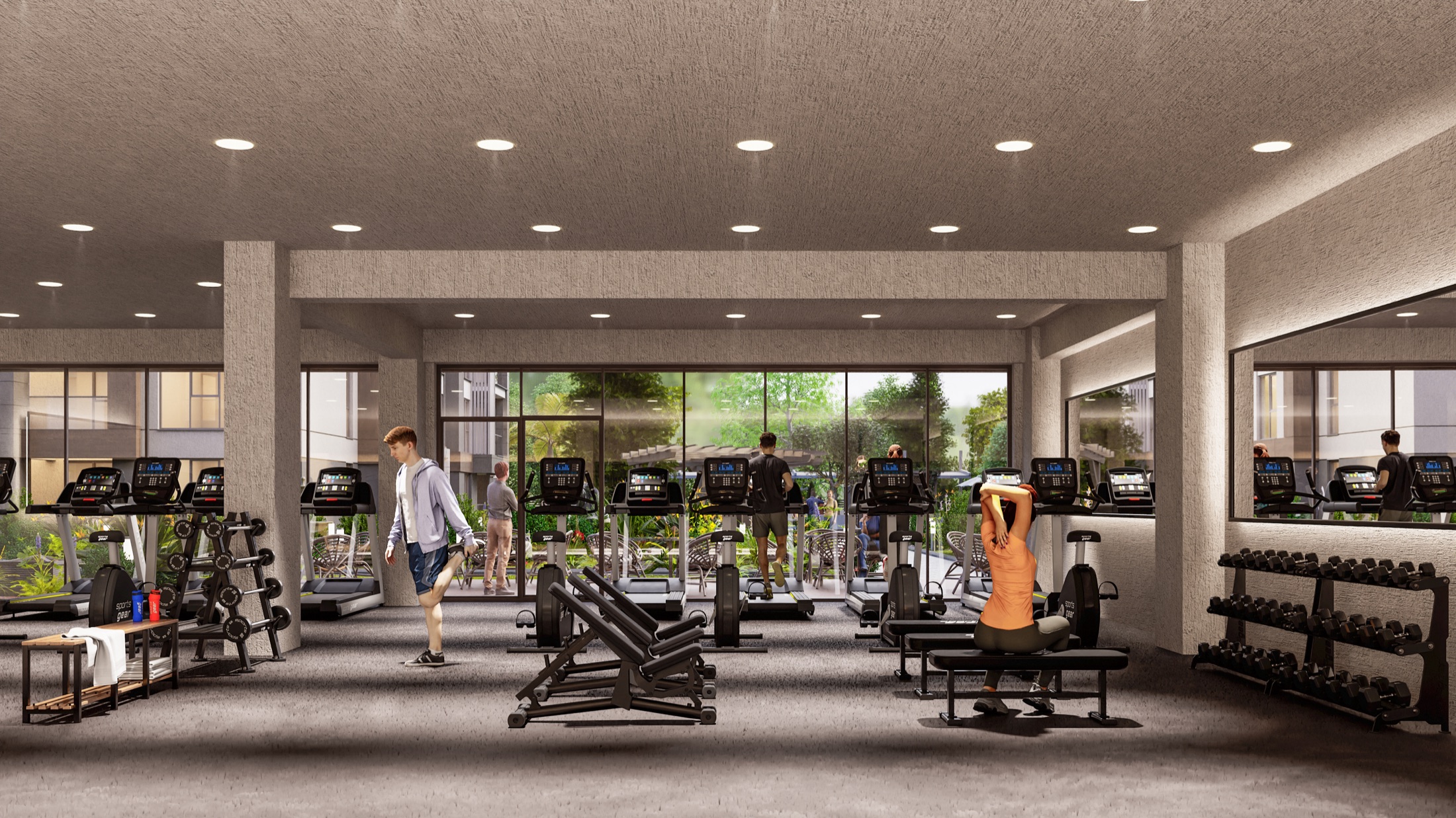 Referans Taşdelen projesinin fitness salonu ve iç mekan spor alanı